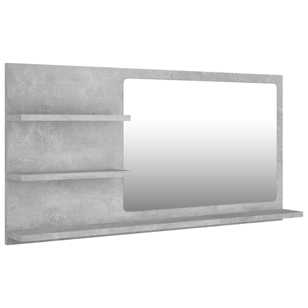 betonszürke forgácslap fürdőszobai tükör 90 x 10,5 x 45 cm