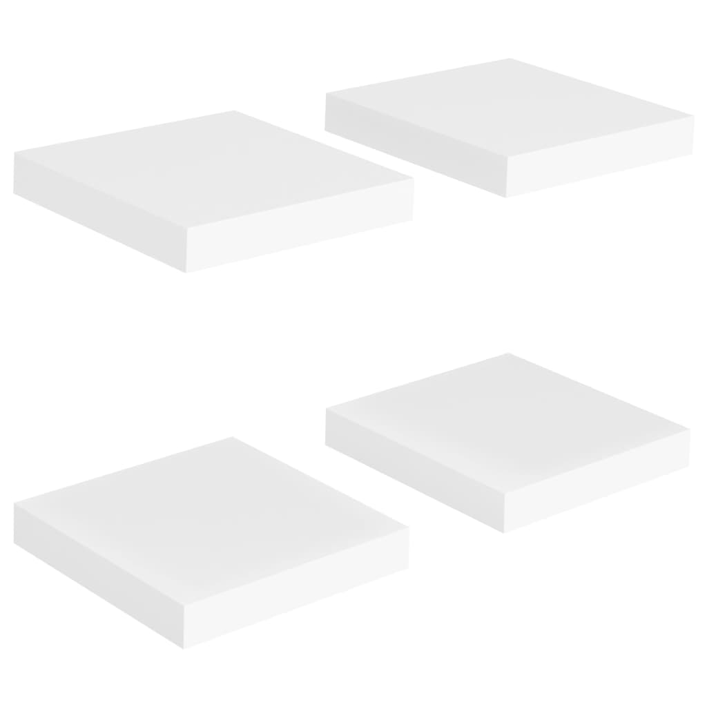 4 db fehér MDF lebegő fali polc 23 x 23,5 x 3,8 cm (323804)