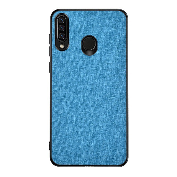 Műanyag telefonvédő (közepesen ütésálló, szilikon keret, textil hátlap) VILÁGOSKÉK [Huawei Y6p] (5996457983766)