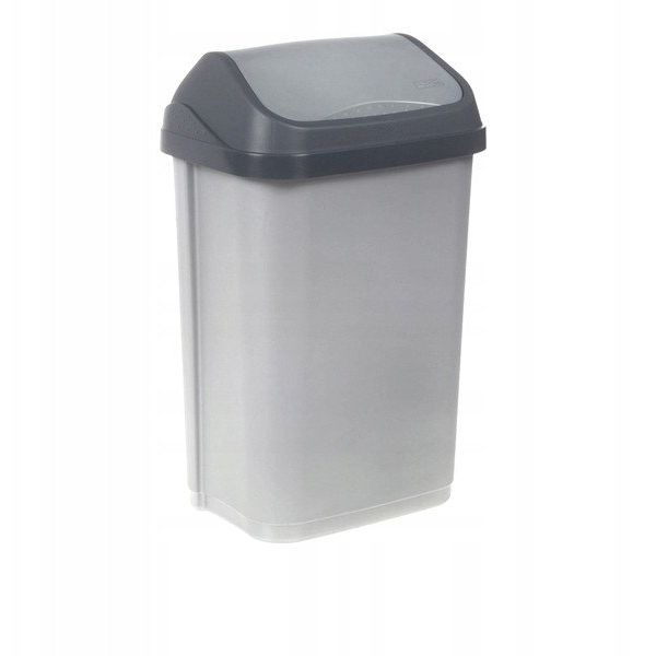 Waste bin with rotating lid 10L Swantje 25.5x19x38cm light silver