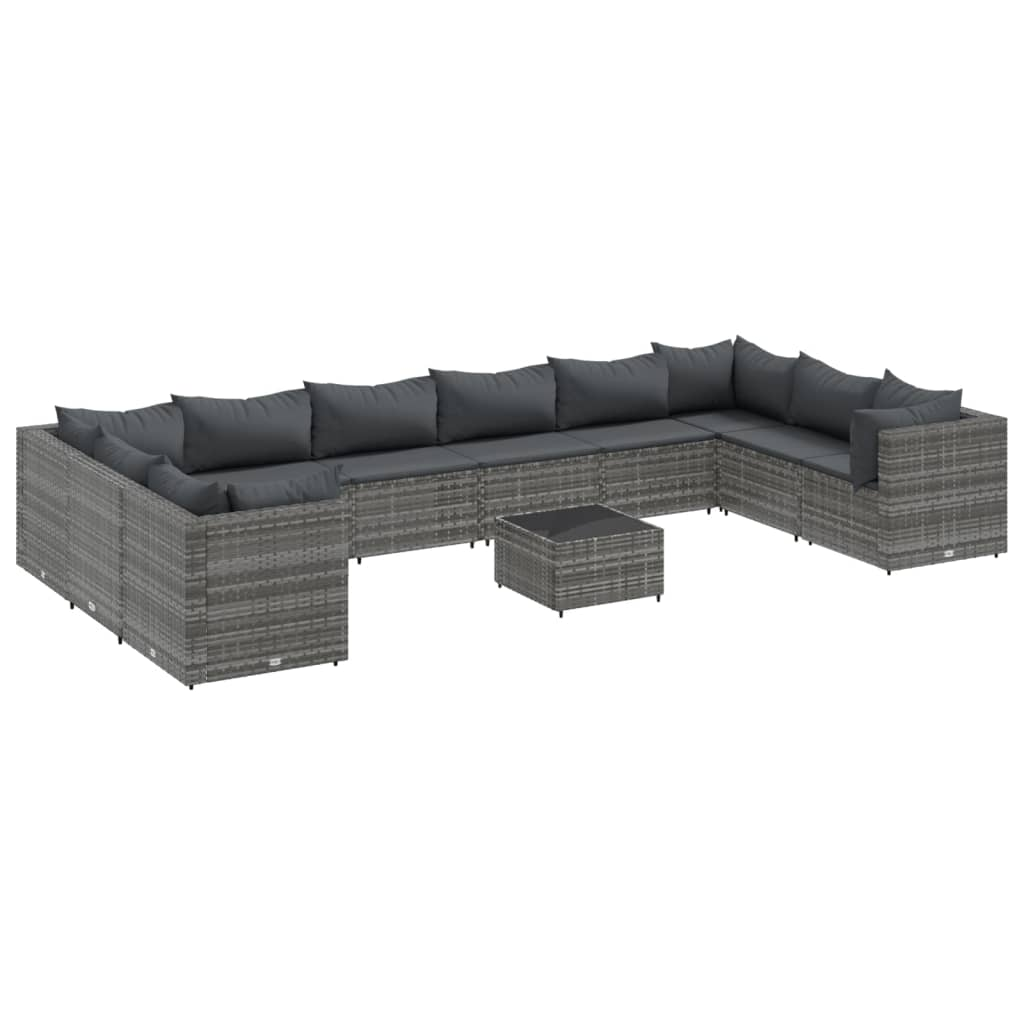 11 részes szürke polyrattan kerti ülőgarnitúra párnákkal (3308290)