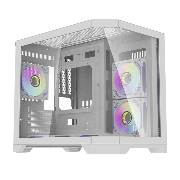 Darkflash FT418 Mini Torony Számítógépház + 6db 120mm aRGB ventilátor - Fehér
