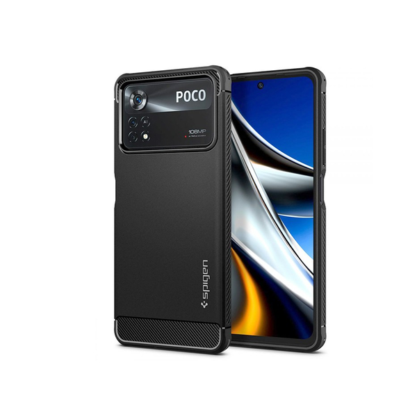 Калъф Spigen Rugged Armor за Xiaomi Poco X4 Pro 5G, Matte Black