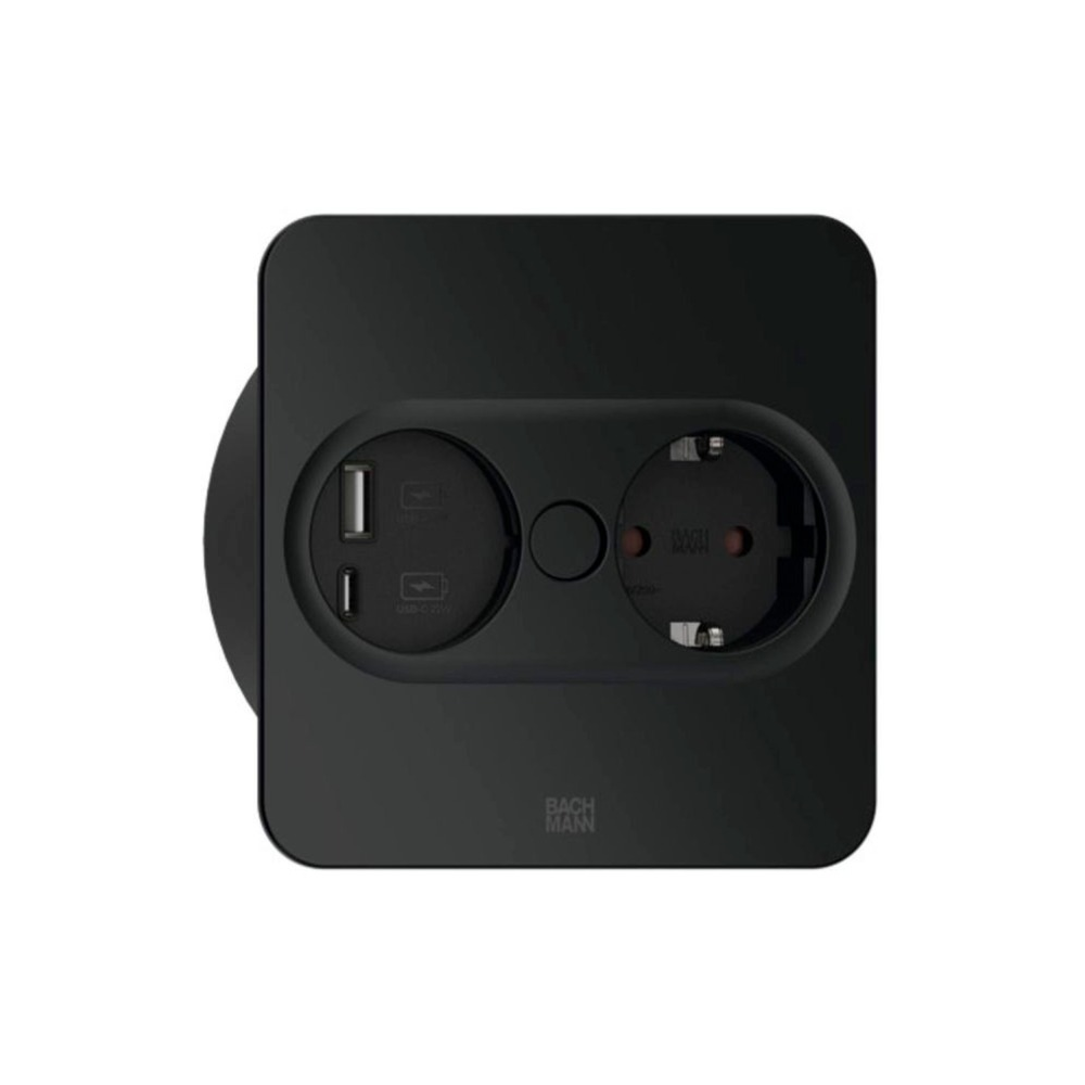 Bachmann TWIST 2 Munkalapba süllyeszthető 1 aljzatos 2m - Fekete (946.105)