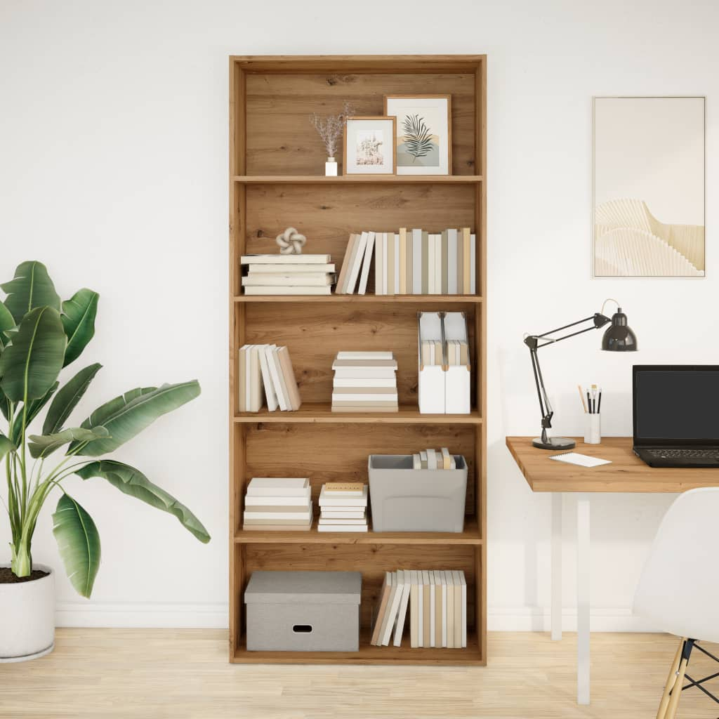 kézműves tölgy színű szerelt fa könyvszekrény 80 x 30 x 189 cm (3314677)