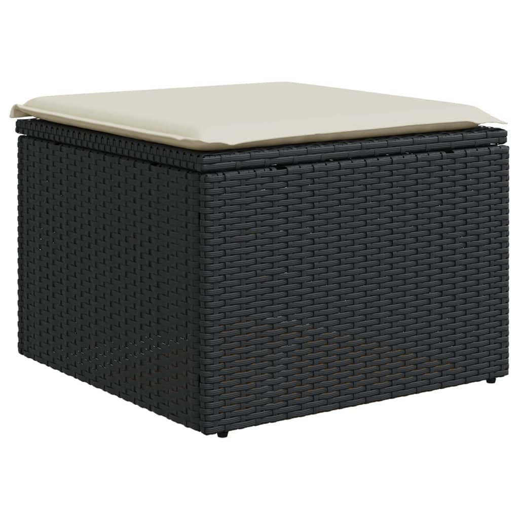 fekete polyrattan kerti szék párnával 55 x 55 x 37 cm (366003)