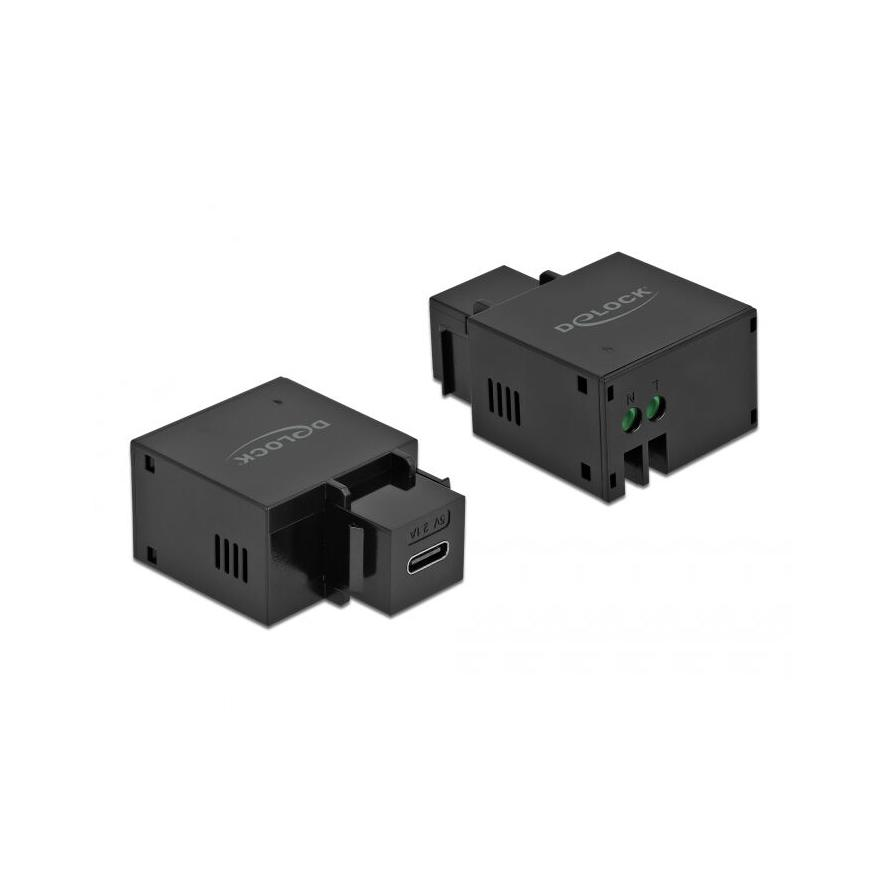 DELOCK Keystone Modul mit USB-C Ladebuchse 2,1 A schwarz (87793)