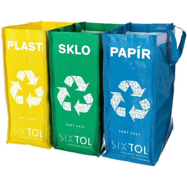 SIXTOL Sort Easy 3 Slim szelektív hulladékgyűjtő, 18 × 30 × 40 cm, 3 × 22 l, 3 darab