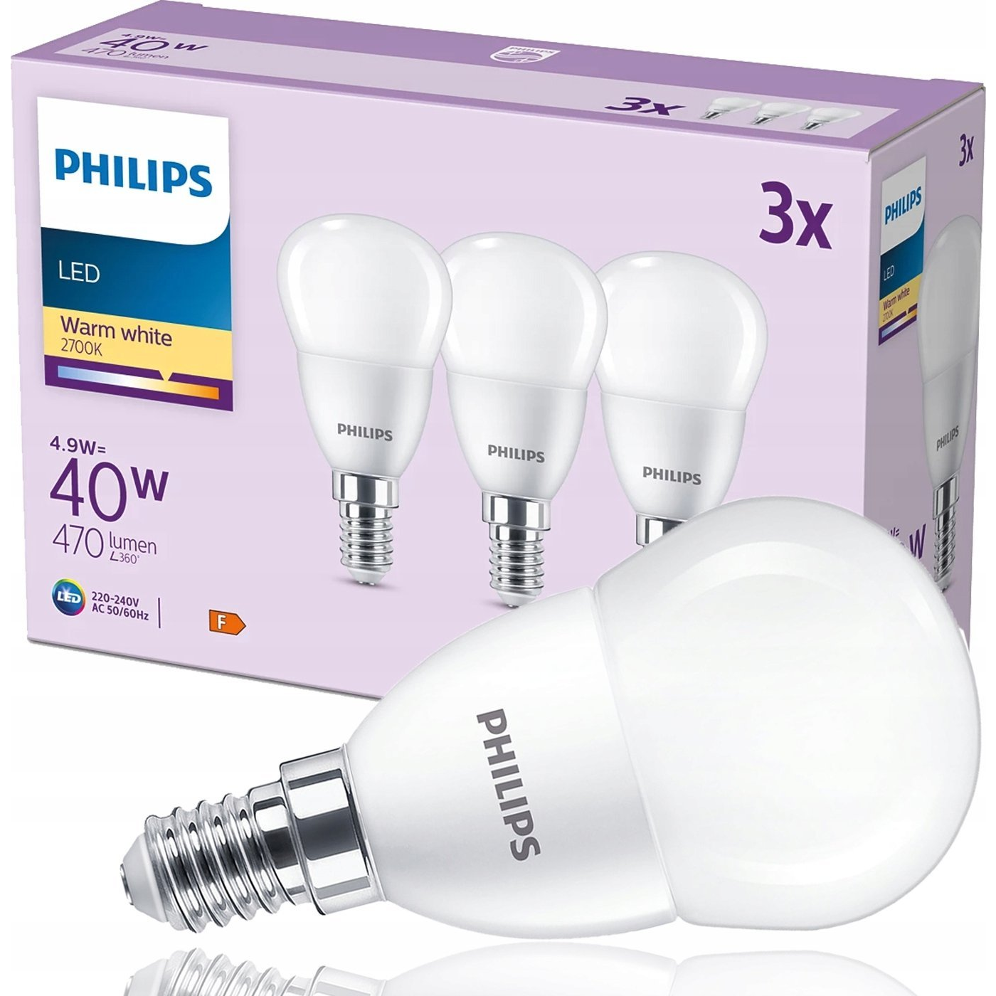 Philips 8719514459496 LED lámpa Meleg fehér 2700 K 4,9 W F (929003546593)
