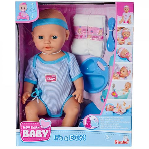 Simba Toys New Born Baby pisilős fiú baba kiegészítőkkel (105030044) (ST105030044)