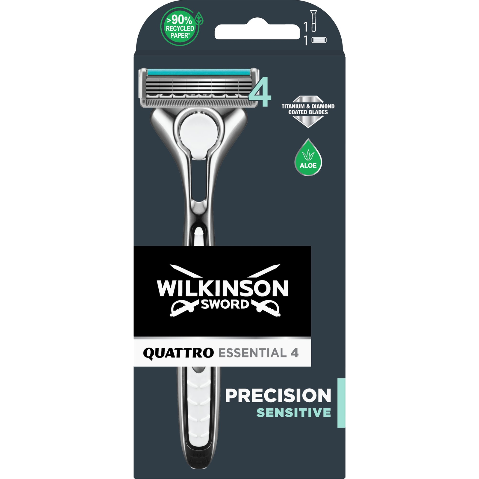 WILKINSON Quattro Essential Precision Sensitive + 1 db pótfej (4027800205707)