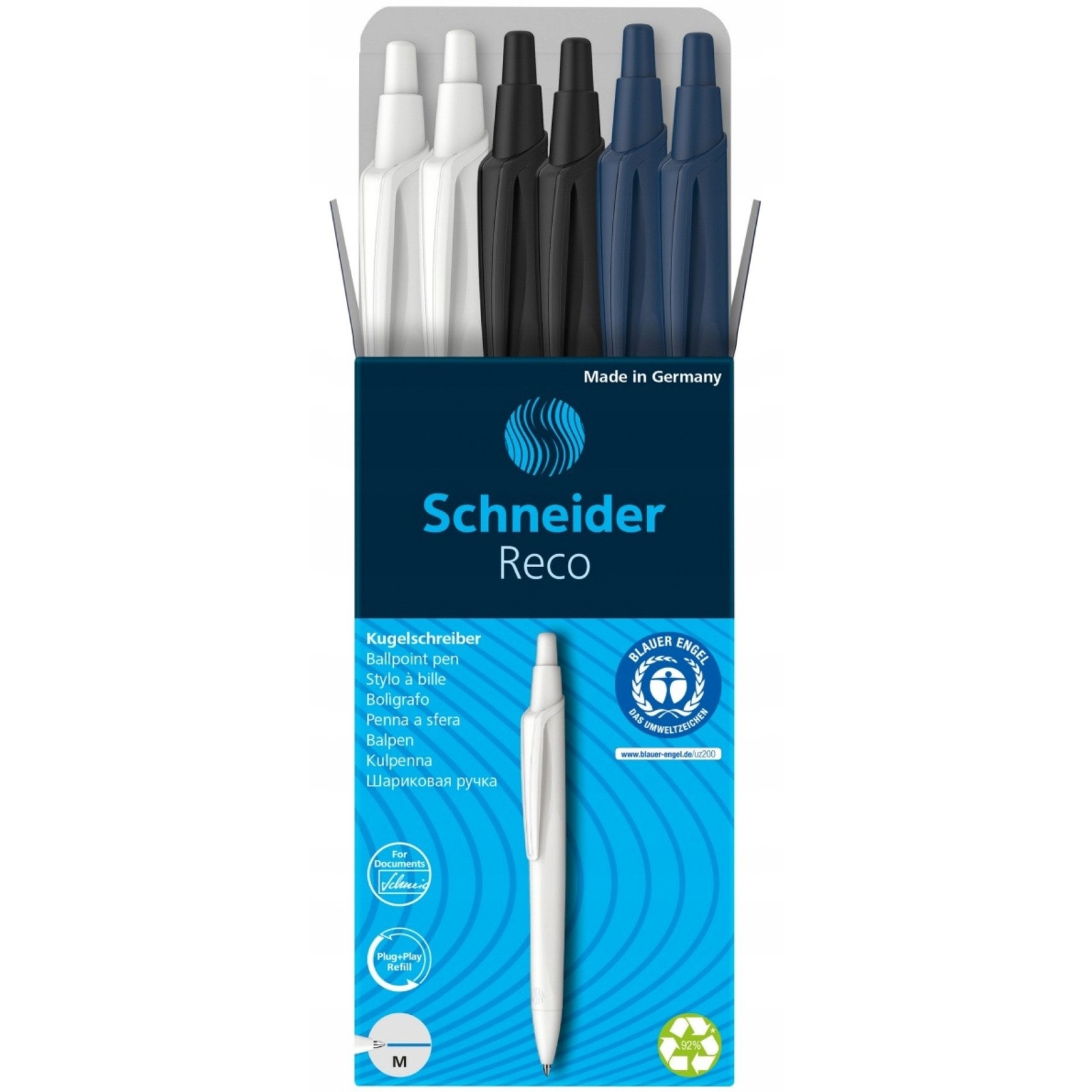 Schneider Schreibgeräte 1 db Kugelschreiber Reco 6er Pack sortiert, Mine blau 131886 Golyóstoll N/A (SR131886)