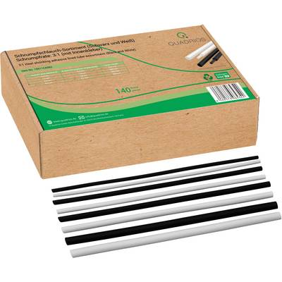 Quadrios 19011CA093 Zsugorcső készlet Fekete, Fehér Zsugorodási arány:3:1 140 rész (19011CA093)