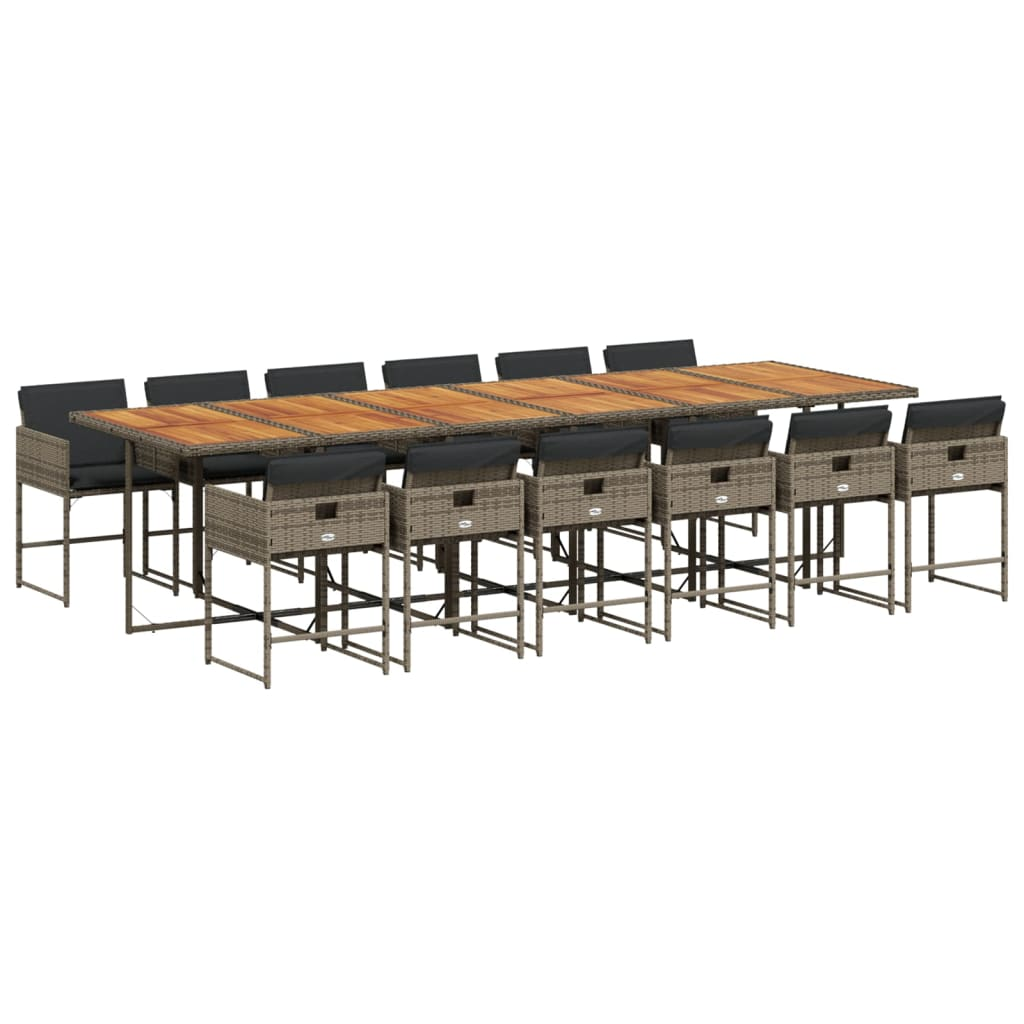 13 részes szürke polyrattan kerti ülőgarnitúra párnákkal (3278077)