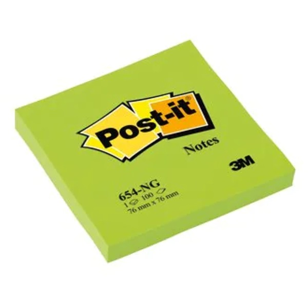 3M Post-it 76x76mm Öntapadó jegyzettömb - Neonzöld 100 lap/tömb (7100177477)