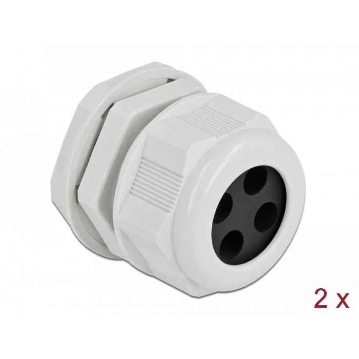 Delock Kábel tömszelence PG29 kerek kábelekhez, négy kábel bemenettel 2 db. Szürke (60384) (60384)