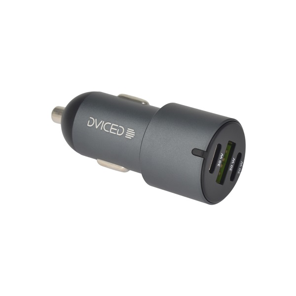 Dviced DV250003 60W 2xType-C/USB szürke autós töltő (DV250003)