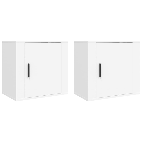 Комплект нощни шкафчета за стенен монтаж vidaXL, 2 бр, Бели, 50x30x47 см, 20.2 Kg