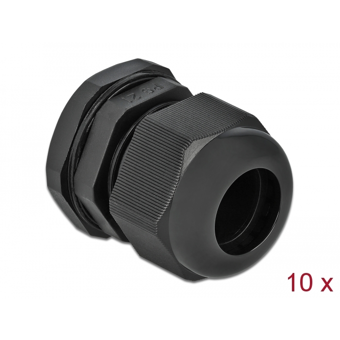 Delock PG21 tömszelence 10 db. fekete (60222) (60222)