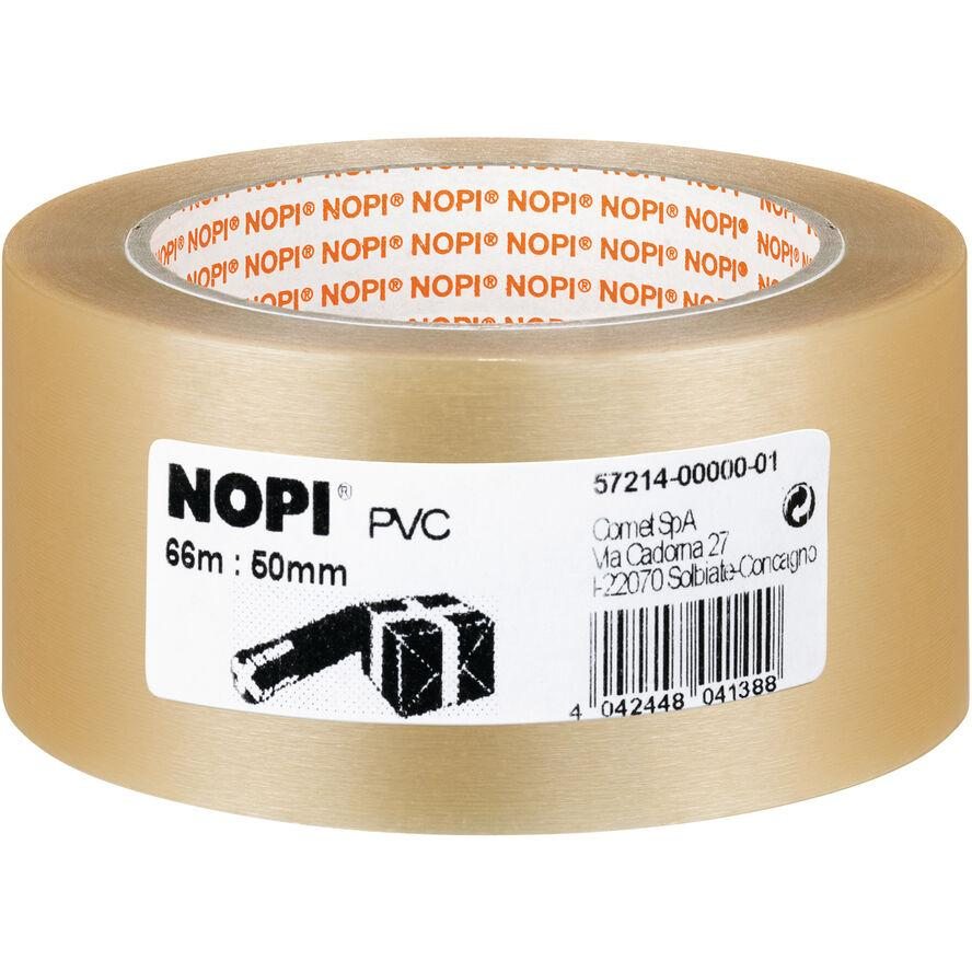 Nopi PVC (57214-00000-01) Csomagolószalag Átlátszó (H x Sz) 66 m x 50 mm 1 db (57214-00000-01)