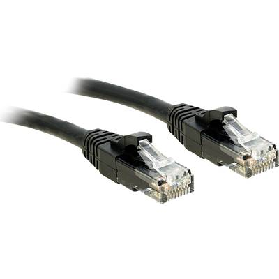 RJ45 Hálózat Csatlakozókábel CAT 6 U/UTP 30.00 m Fekete Védővel LINDY (48085)