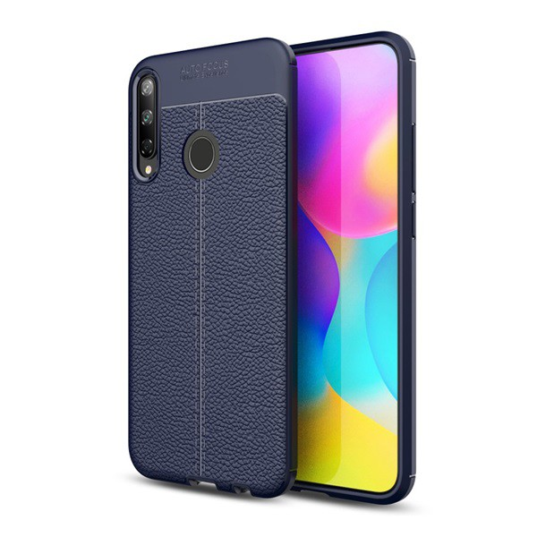 Szilikon telefonvédő (közepesen ütésálló, bőr hatású, varrás minta) SÖTÉTKÉK [Huawei P40 Lite E / Y7p] (5996457987047)