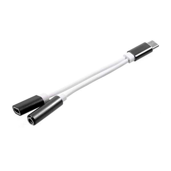 Audió adapter (elosztó, Type-C, - Type-C/3.5mm jack aljzat) FEKETE