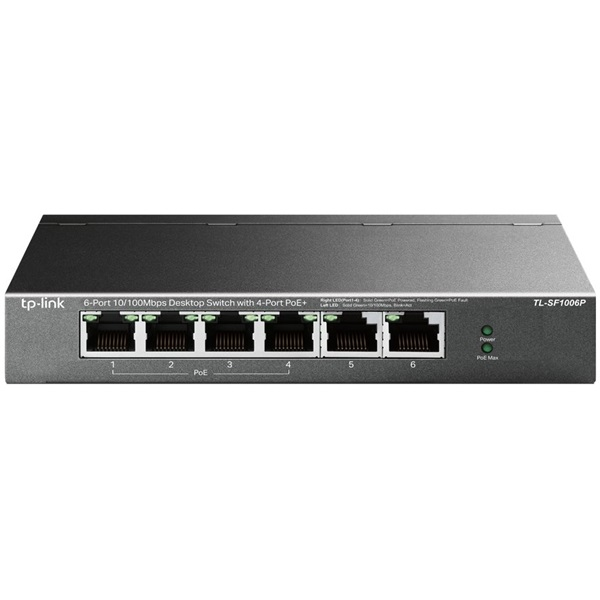 TP-Link TL-SF1006P мрежов суич Неуправляем Fast Ethernet (10/100) Захранване по Ethernet (PoE) Черен