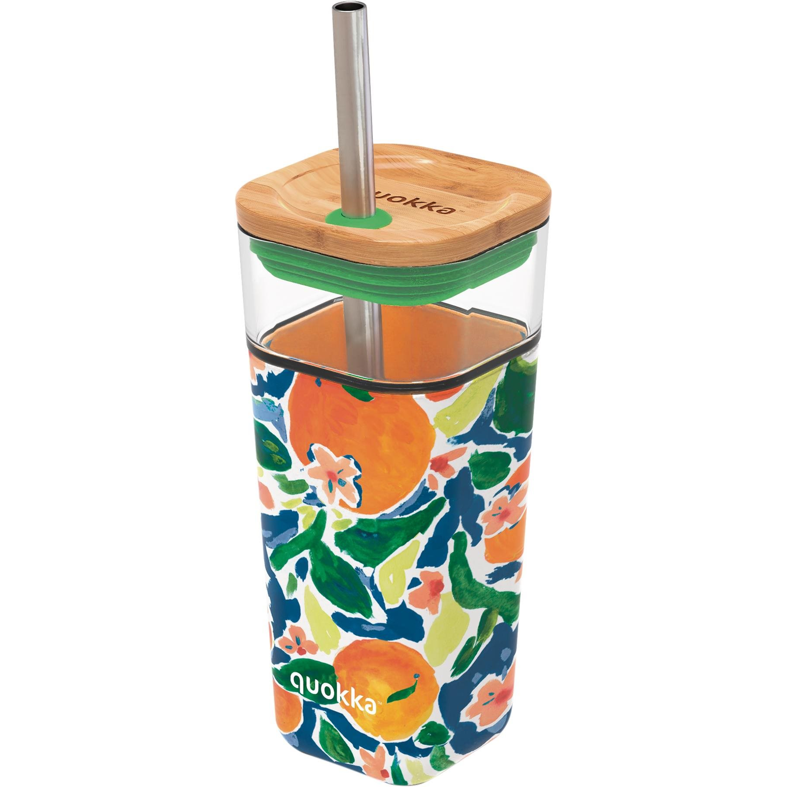 Quokka Liquid Cube Utazóbögre szívószállal, oranges (8412497400584)