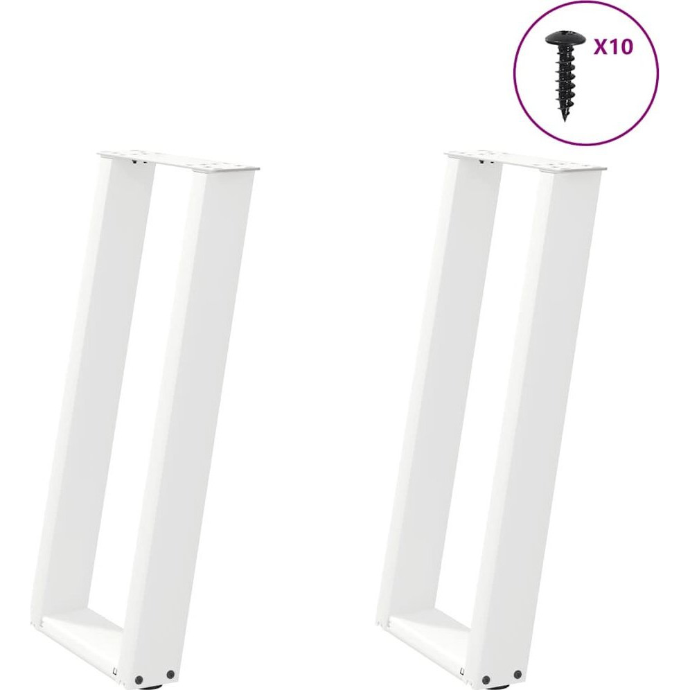 konzolasztal lábak U-alakú 2 db Fehér 28x(72-73) cm Acél (4012777)