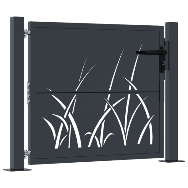 antracitszürke acél fűmintás kertkapu 105 x 180 cm