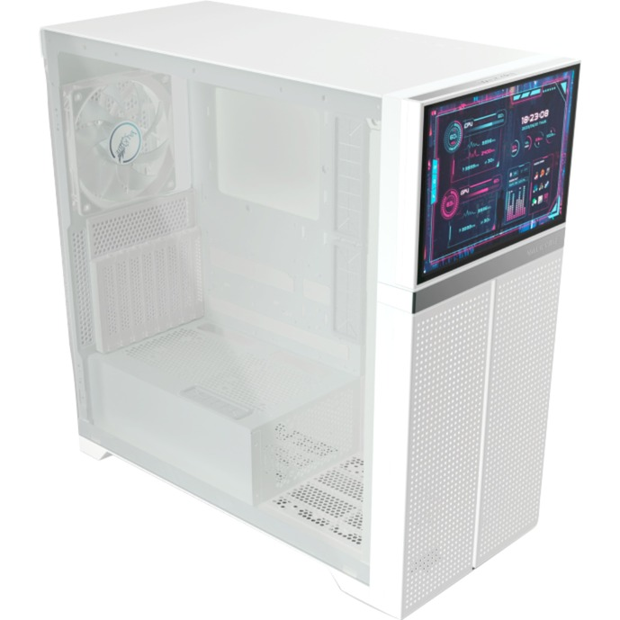 Valkyrie VK02 LCD Midi Torony Számítógépház - Fehér (VK-CASE02LCDW)
