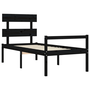 fekete tömör fa ágykeret fejtámlával (Single)