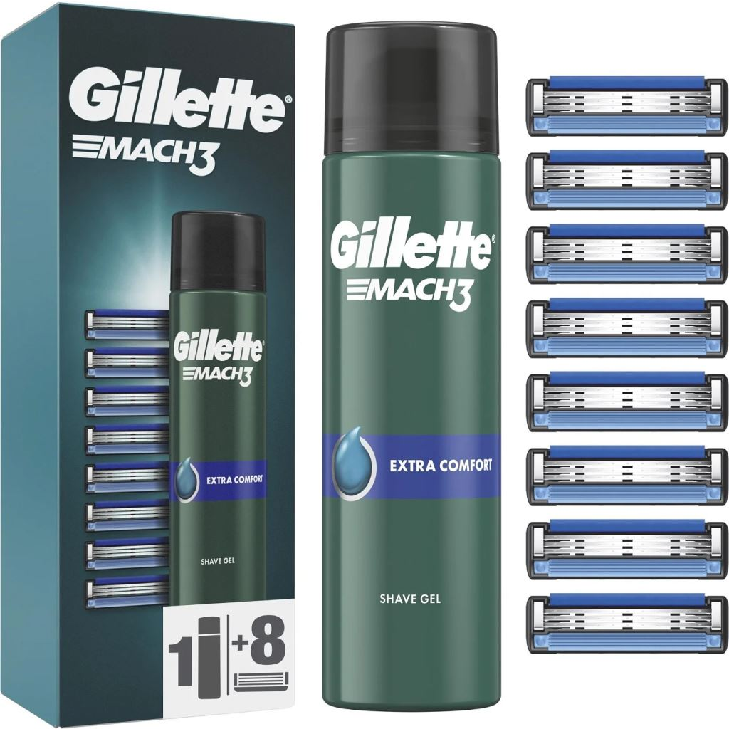 Gillette Mach3 borotvabetét 8db + borotvagél 200ml (7702018610402) (7702018610402)