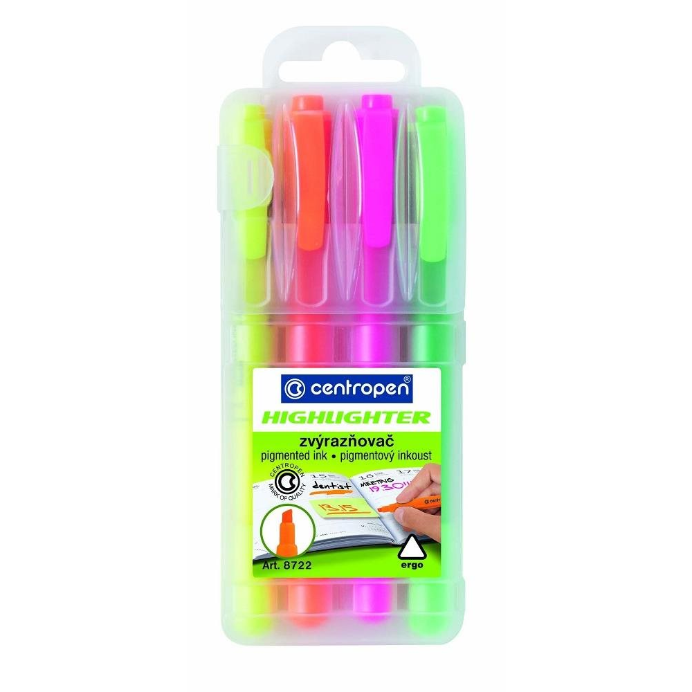 Centropen 8722/4 Szövegkiemelő szett tokban (8595013623299)