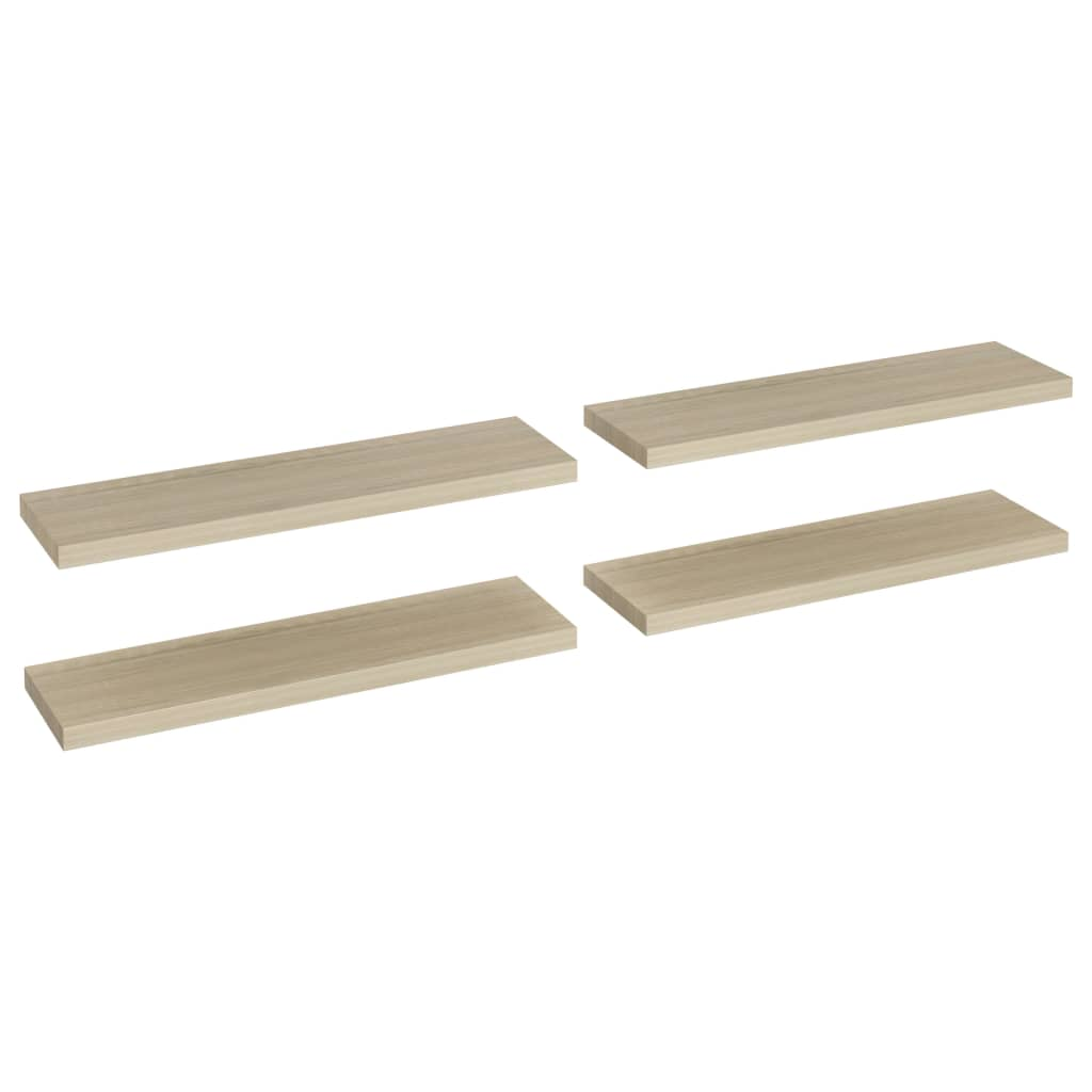 4 db tölgyszínű MDF lebegő fali polc 90 x 23,5 x 3,8 cm (323882)