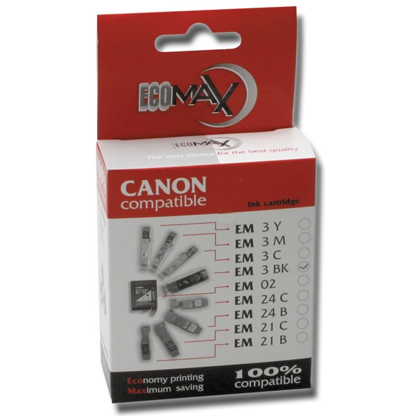 Съвместима мастилена касета Ecomax EM-3BK за Canon BCI-3Bk