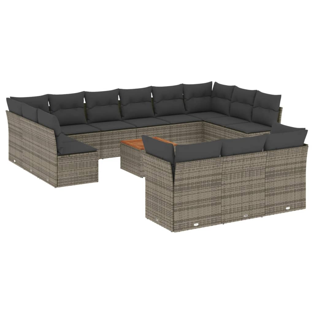 14 részes szürke polyrattan kerti ülőgarnitúra párnákkal (3256256)