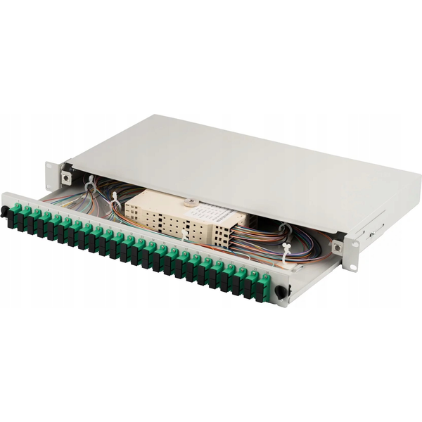 Patch Panel Fo Con Equipo 19'' 1u, 24x Sc Apc Dx, Os2, Pigtails, Adaptadores, Bandejas, Gris