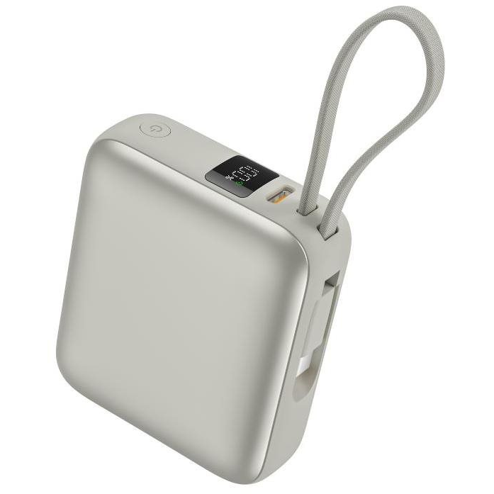 Vention 10000mAh Mini Power Bank (USB-C + USB-C) with Built-in USB-C Cable 35W Beige (FHEN0)