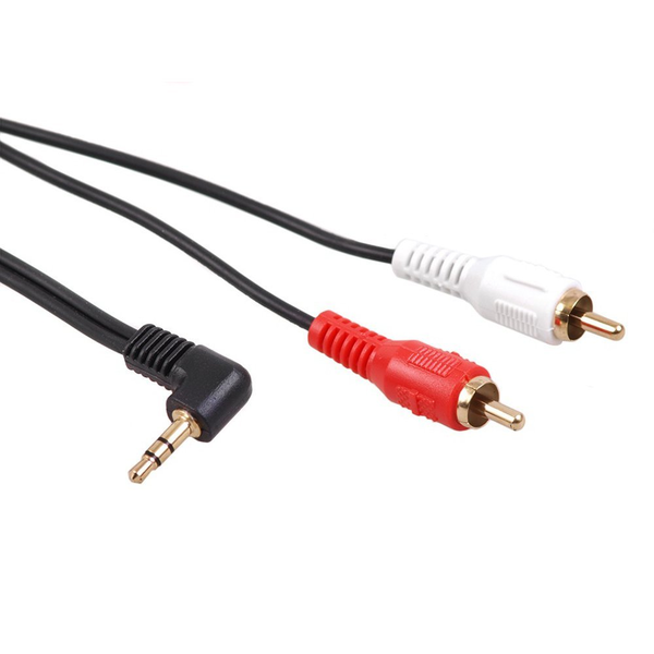Cablu audio cu unul dintre conectori inclinat la 90° , Maclean , MCTV/824 jack / 2 RCA 1m , negru