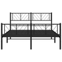 Cadru pat metalic cu tăblie de cap/picioare, negru, 120x190 cm
