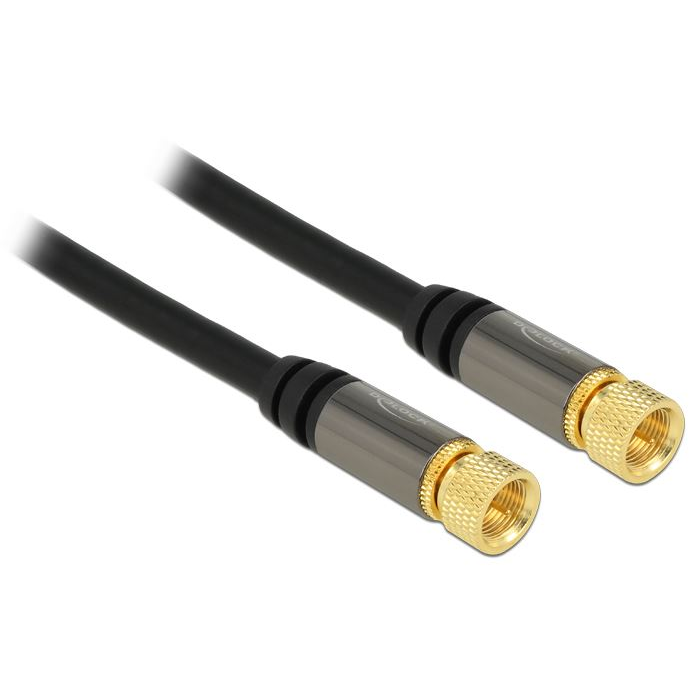 Delock F-csatlakozóval > F-csatlakozóval RG-6/U antenna kábel 1m fekete (88918) (DE88918)