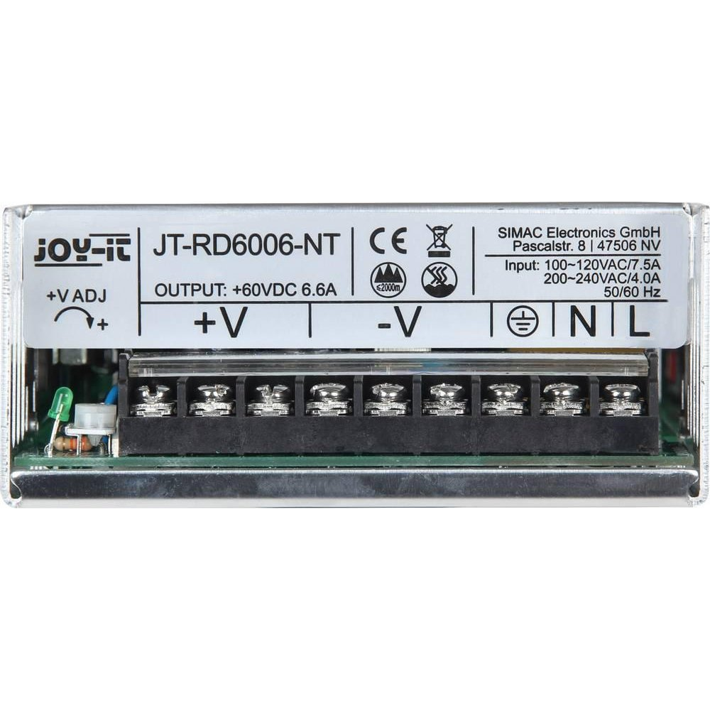 Joy-it Ipari tápegység, fix feszültségű 60 V/DC (max.) 6.6 A (max.) 400 W (JT-RD6006-NT)