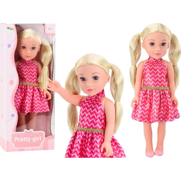 Muñeca, Vestido Rosa, Coleta, Pelo Rubio, Muñeca Grande, 46 Cm
