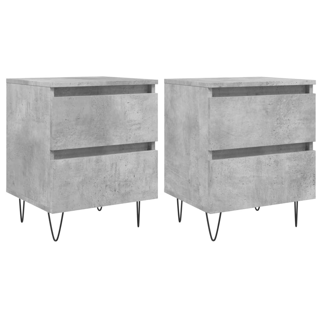 2 db betonszürke szerelt fa éjjeliszekrény 40 x 35 x 50 cm (826885)