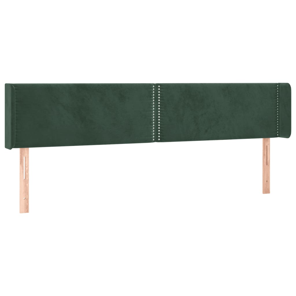 sötétzöld bársony szárnyas fejtámla 203x16x78/88 cm (3118697)