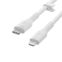 Кабел за зареждане Belkin, Boost Charge Flex, силиций, USB-C към Lightning, 2M, бял