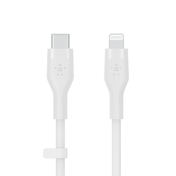 Кабел за зареждане Belkin, Boost Charge Flex, силиций, USB-C към Lightning, 2M, бял