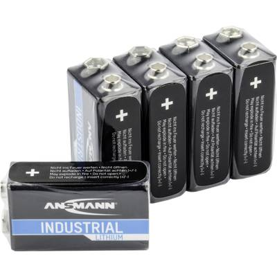 9V-os elem, lítium, 9V, 950 mAh, 5 db, Ansmann Lithium 6LR61, 6LR21, 6AM6, 6LP3146, MN1604, A1604, E Block, LR22 (1505-0002)